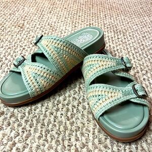 Vince Camuto Mint Green Kellinar Crochet Buckle Slides
